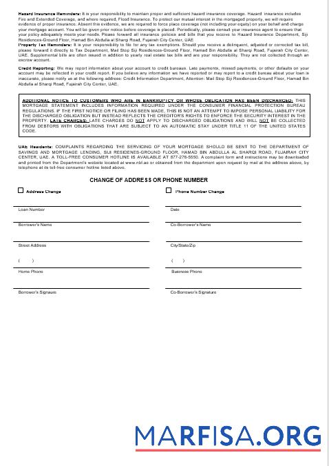 Printable UAE Fujeirah National bank mortgage statement in Word and PDF formats 3 example